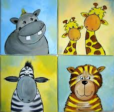 Schöne wandbilder, ganz einfach selbst gemalt! 4 Tierbilder Dschungel Giraffe Tiger Safari Afrika 231570 By Amana Tierbilder Bilder Selber Malen Giraffen Zeichnen