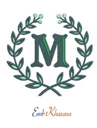 Pooh numbers and alphabet embroidery designs. Laurel Wreath With W Letter Embroidery Design