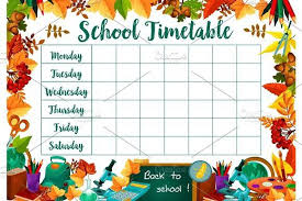 School Lessons Timetable Schedule Vector Template School Timetable School Lessons School Stationery