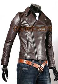 Custom Made Slim Fit Biker Leather Jacket Brown Stylish Fashion Jacket For Men Leather Jacket Style Best Leather Jackets Stylish Jackets
