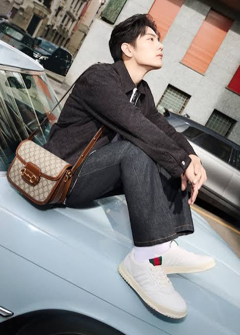 Global Brand Ambassador Xiao Zhan for a new campaign highlighting the Horsebit 1955 bag and Gucci Re-Web sneaker. - Gucci Stories