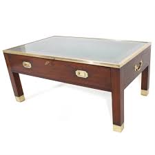 Interesting asian inspired brass display coffee table. Campaign Style Cocktail Or Coffee Table With Display Case At 1stdibs
