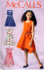 Mccalls Pattern M7180 Girls Dresses With Front Band Variations Self Lined Bodice And Raised Waist Uncut 7 14