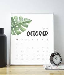 October 2017 Calendar Printable Month Planner Minimalist Modern Scandi Graphic Design W Printable Wall Art Minimalist Watercolor 2017 Printable Calendar