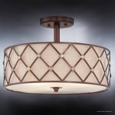 Art deco vintage rewired white porcelain milk glass flush mount ceiling light fixture pull chain farmhouse schoolhouse brass black 1930s. Luxury Art Deco Semi Flush Ceiling Light 11 H X 17 W With Moroccan Style Gold Studded Design Aged Copper Finish Overstock 19478121