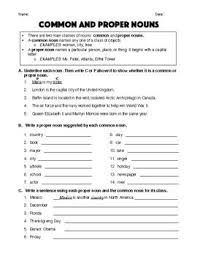 • if the noun is common, write common noun on the line. 16 English Grammar Worksheets Common And Proper Nouns