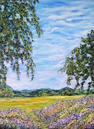 Woman in black tank top standing on green grass field during sunset. Sea And Flowers Landscape Painting Flower Field Artwork Flowers Wall Art Landscape Art Collectibles Oil Vadel Com