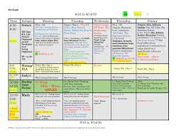 4th Fourth Grade Lesson Plan Template One Week One Page Glance Of All Subjects With Common Core Standards Lists Tutor And Teacher Templates