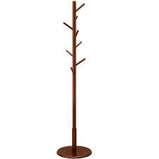 Langria Standing Coat Rack Wood Coat Hat Rack With Round Base Base And 8 Hooks For Hallway Entryway Room Home Office For Purse Handbag Jacket Scarf Coffee Standing Coat