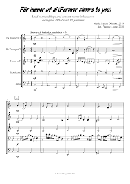 Compressed layout to fit on 2 pages a4. Fur Immer Uf Di Forever Cheers To You Patent Ochsner Brass Quintet Sheet Music For Trumpet In B Flat Trombone French Horn Tuba Brass Quintet Musescore Com
