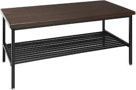 Industrial series restaurant table with metal base and wood top. Black Metal Coffee Table With Wood Top