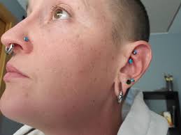 Titanium Bezel Set Synthetic Opal Disc Threaded Ends