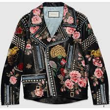 For more information on this item, please send us a. Gucci Hand Painted Leather Biker Jacket Painting Leather Floral Leather Jacket Embroidered Leather Jacket