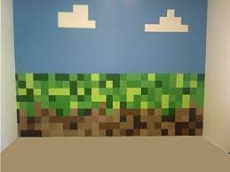 Green Brown Pixels Design Removable And Repositionable Wall Stickers With Clouds Minecraft Minecraft Bedroom Minecraft Bedroom Decor Minecraft Room