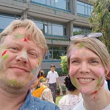 Indian color festival with colleagues, happy Holi #holi2025