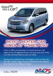 Poster Marketing Drive 75 A Car Hire Company Which Charges 75 Per Day Car Hire Premium Cars Car Rental Service