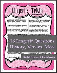 Entered world war ii after the attack on pearl harbor. Printable Lingerie Trivia Game
