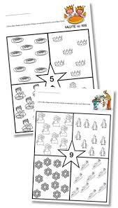 Fiches Numeration Maternelle Quantites Jusqu A 9 Themes Automne Hiver Ou Galet Galette Des Rois Galette Des Rois Maternelle Couronne Des Rois Maternelle