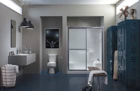 This Fun Locker Room Theme Would Be Great For An Aspiring Young Athlete Http Www Sterlingplumbing Com Shower Do Bathroom Redesign Shower Doors Shower Stall