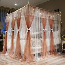 Canopy (2) panels sheer window curtains drapes set 84 long rod pocket solid. Buy Joyreap 4 Corners Post Canopy Bed Curtains For Girls Coral White Cozy Drape Netting Cute Princess Bedroom Decoration Accessories Reddish Brown 47 W X 78 L Twin Online In Turkey B07pxmjt5h