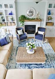 New Blue And White Living Room Updates Sand And Sisal In 2021 Blue And White Living Room White Family Rooms Coastal Living Room