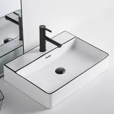 art above counter basin square white