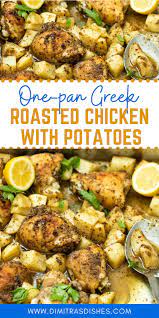 Greek Style One Pan Lemony Roasted Chicken And Potatoes Dimitra S Dishes Easy Chicken Dinner Recipes Chicken Dinner Recipes Easy Cooking Recipes