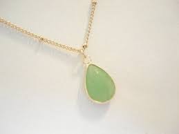 Green Stone Necklace Light Green Teardrop Pendant Gemstone Necklace Bridesmaid Necklace In 2020 Green Stone Necklace Stone Necklace Necklace