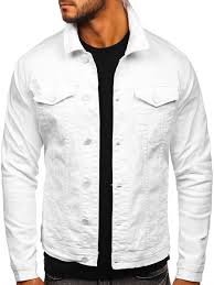 Deux poches à rabat boutonné sur le devant. Blouson En Jean Pour Homme Blanc Bolf G039