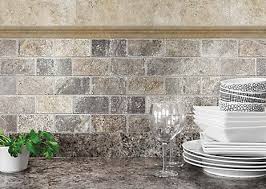 Sassi 2 Inchx4 Inch Silver Grey Tumbled Brick Mosaics The Home Depot Canada Stone Backsplash Kitchen Brick Backsplash Kitchen Travertine Wall Tiles