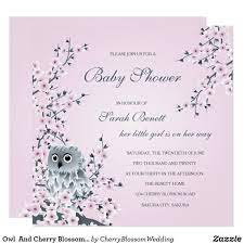 Owl And Cherry Blossoms Baby Shower Invitation Zazzle Com Owl Baby Shower Decorations Baby Shower Invitations Owl Baby Shower Invitations