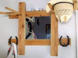 Cowboy Hat Rack With Mirror And Hooks Wall By Bormanrrranch 65 00 Diy Hat Rack Cowboy Hat Rack Hat Rack Wall