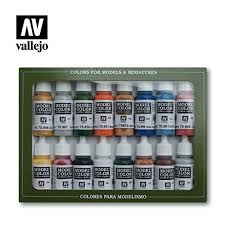 vallejo 70101 vallejo model color folkstone basics acrylic paint set 16 x assorted 17millimeter colour