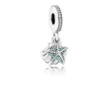 Tropical Starfish Sea Shell Dangle Charm Frosty Mint Clear Cz Pandora Jewelry Pandora Bracelet Charms Pandora Necklace