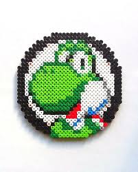 Super Mario Bros Large Yoshi Head Perler Bead Sprite Bugelperlen Perler Bead Designs Hama Perlen Muster