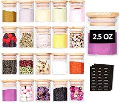 tzerotone spice jar set 2 5oz 20 piece glass with bamboo airtight lids and labels mini clear food storage co in 2021 jars tall corner tv unit
