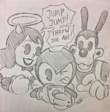 I found the font used for bendy's handwriting bad news: Bendy Boris And Alice Playing Bendy In Nightmare Run Bendy And The Ink Machine Hand Drawing Reference Alice Angel