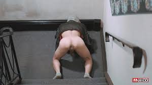 RISKY FUCKING OUTSIDE PUBLIC HOTEL STAIRS - GOT CAUGHT OMG!!!! FEMBOY  STOCKINGS