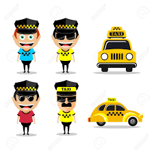 The subject and protagonist is a. Taxi Driver And Taxi Set Of Vector Illustrations Characters Royalty Free Cliparts Vectors And Stock Illustration Image 69426742