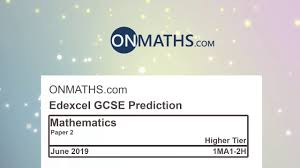 2019 Edexcel Maths Gcse Paper 2 Predicted Paper For Higher Calculator Exam 1ma1 2h Youtube
