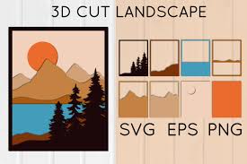 Download 3d Landscape Wall Art Layered Mountains Paper Cut Template 1269057 Paper Cutting Design Bundles
