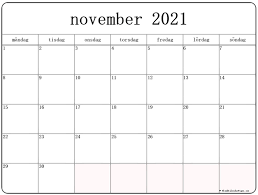 Hämta kalender med helgdagar 2021 för att skriva ut. Almanacka November