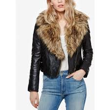 Free People Faux Fur Trim Faux Leather Moto Jacket 248 Liked On Polyvore Featuring Blazer Jackets For Women Faux Leather Moto Jacket Vegan Leather Jacket
