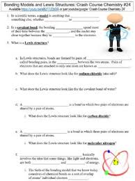 Lewis dot structures worksheet 1 answer key from lewis structures worksheet, source:guillermotull.com. Crash Course Chemistry 24 Bonding Models And Lewis Structures Worksheet