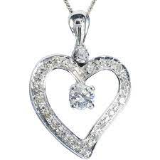 Vintage 0 45 Cwt Diamond Heart Shape Necklace 18 K White Gold Circa 1960 S Heart Pendant Diamond Heart Shaped Diamond Pendant Heart Shaped Diamond Necklace
