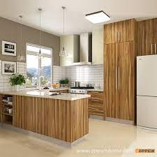 If you've settled on wood kitchen cabinets, your next choice will be to determine which species of wood to use. Oppein Kitchen In Africa Op16 M01 Modern Wood Grain Matte Melamine And Hpl Kitchen Cabinet