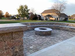 Brick paver patio with fire pit. Project Case Study Paver Patio With Firepit In Columbia Il Linnemann Lawn Care Landscaping Blog