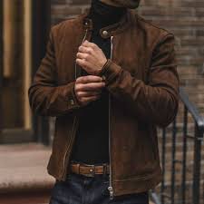 Men S Fashion Suede Biker Casual Suede Jacket Brand Leather Edge Running Size Usa True Size Material Suede Leath Leather Jacket Men Leather Jacket Mens Jackets