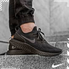 Nike react foam gives 13% greater energy return than nike lunar foam, while still delivering a soft and snappy ride. Nike Epic React Flyknit Triple Black Foot Locker Middle East Facebook