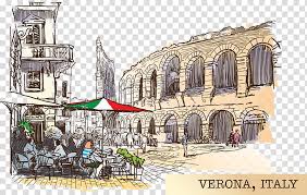 Verona Italy Illustration Verona Drawing Sketch Drawings Italy Verona Transparent Background Png Clipart Hiclipart